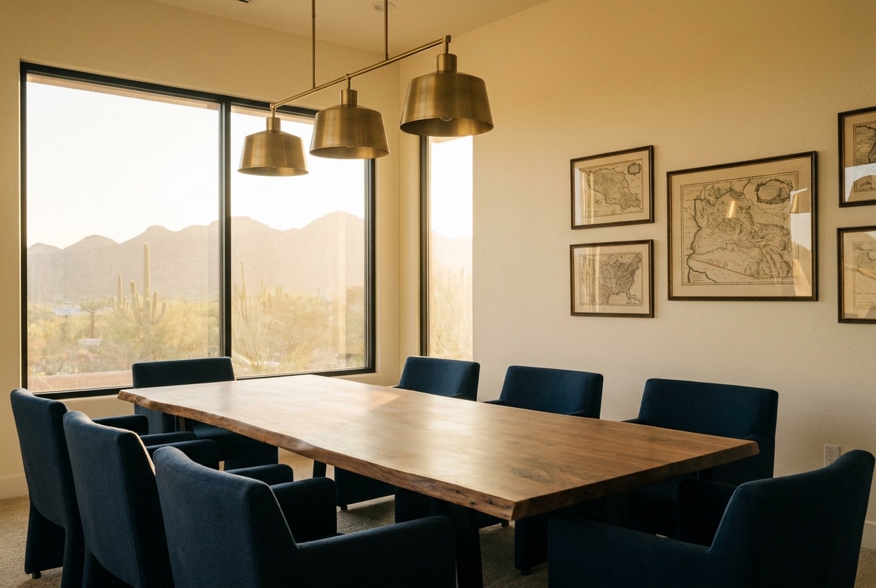 Inside the Las Vegas office — conference room with desert light
